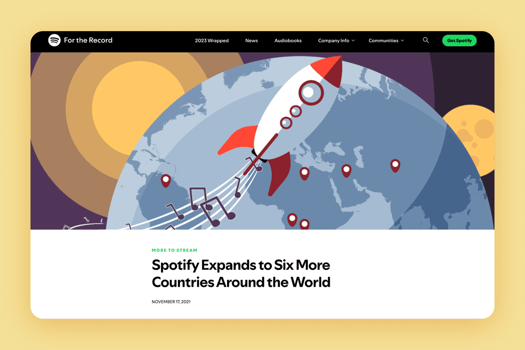 Spotify uses a hybrid launch strategy when expanding to new regions 