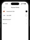 Payment details screen on mobile app