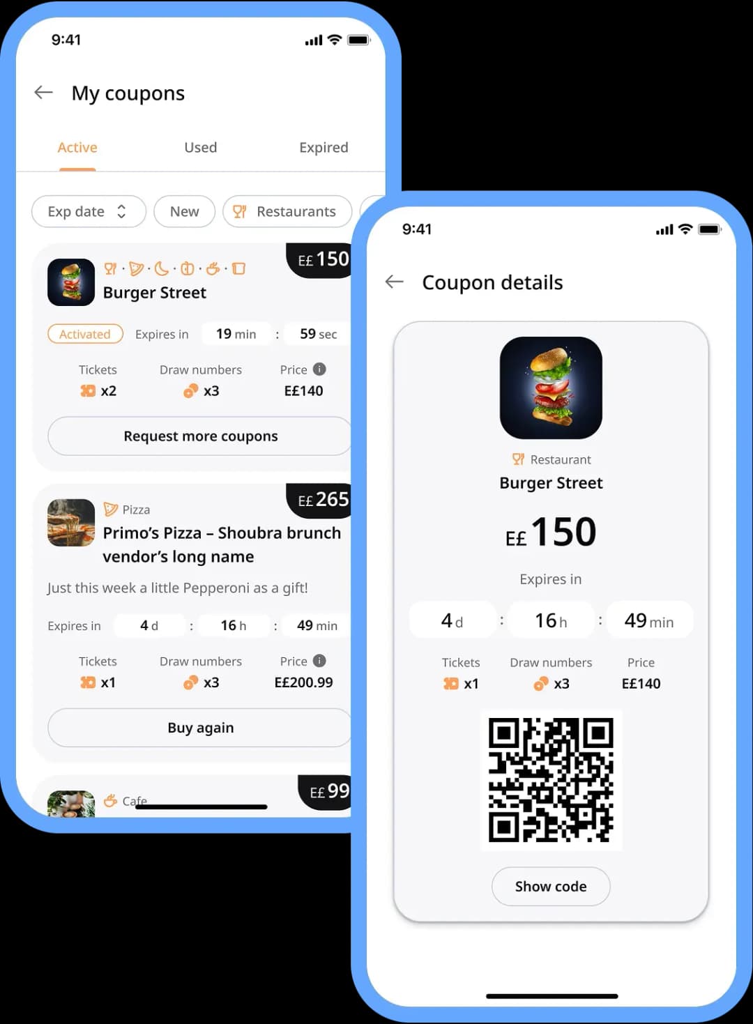 Mobile app coupon management screen