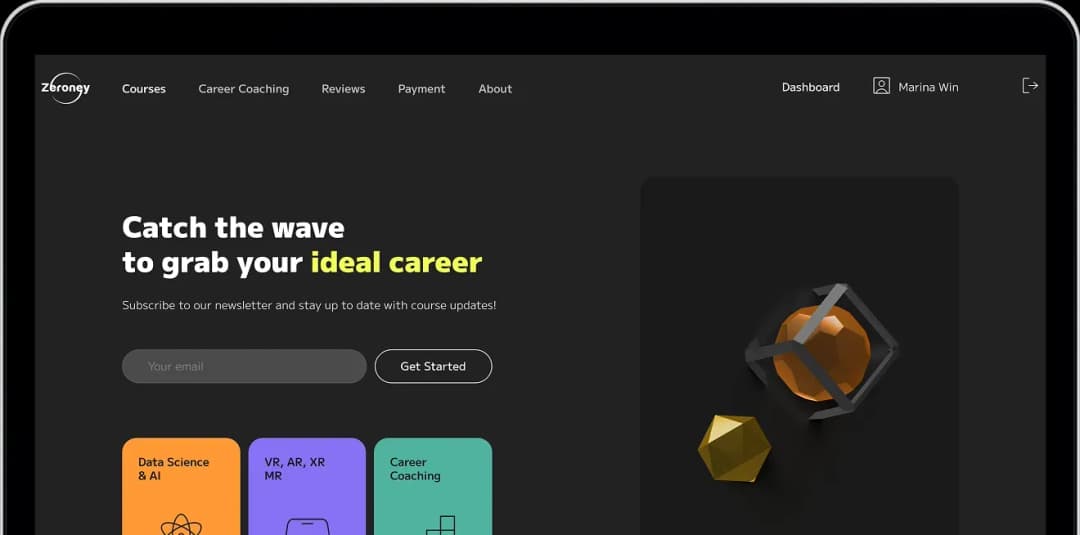 Course offering website homepage
