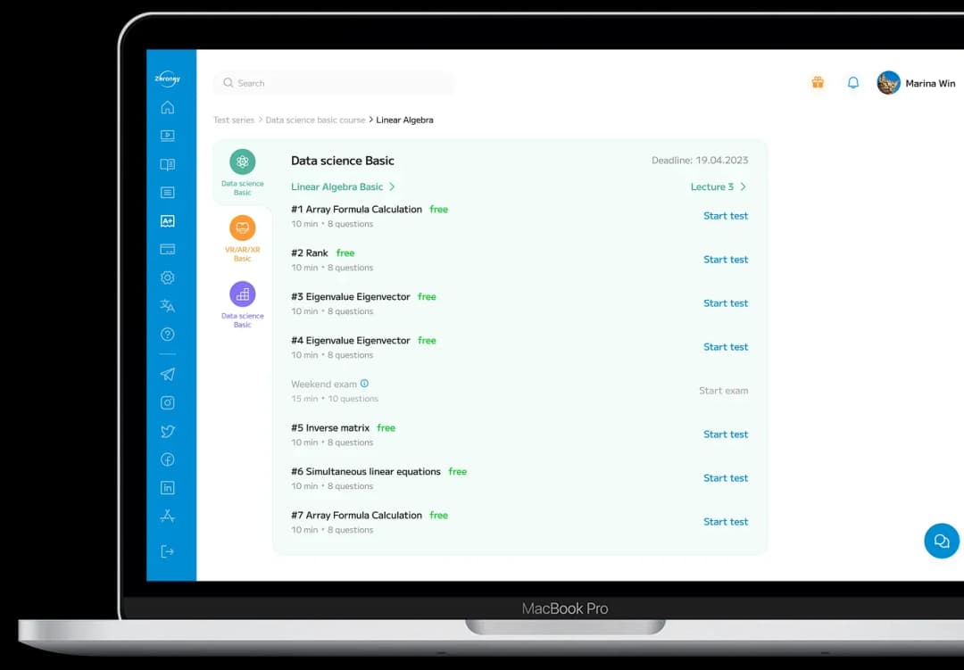 Online course dashboard for data science basics