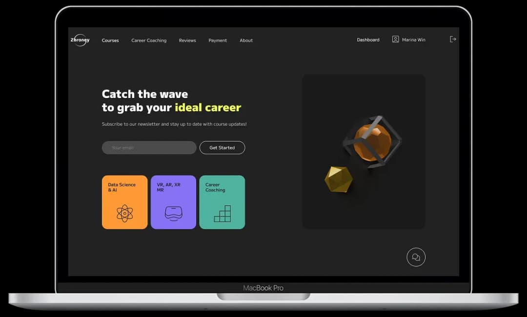 Landing page for career development platform