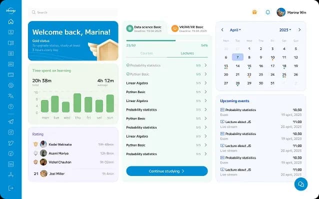 Learning management system dashboard overview