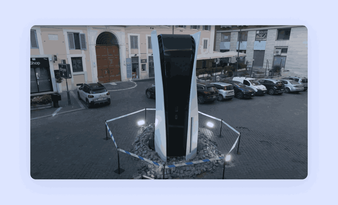  a giant Sony PlayStation 5 replica installed in the streets of Rome, Italy
