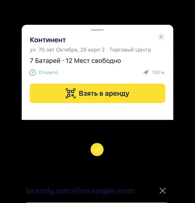 Mobile app rental information screen
