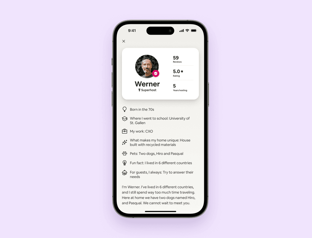 Screenshot of an Airbnb user profile screen