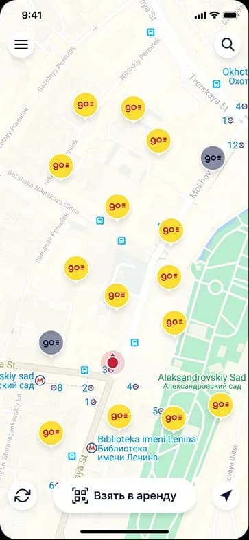 Map showing bike-sharing locations