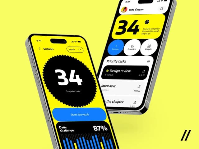 Mobile app task management screens