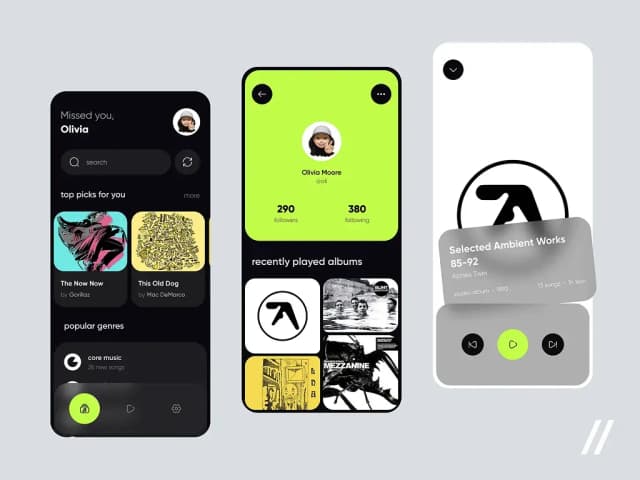 Music streaming app user profile screen