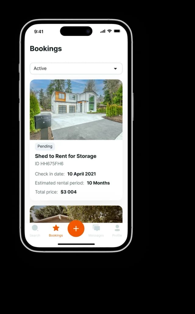 Mobile app bookings screen