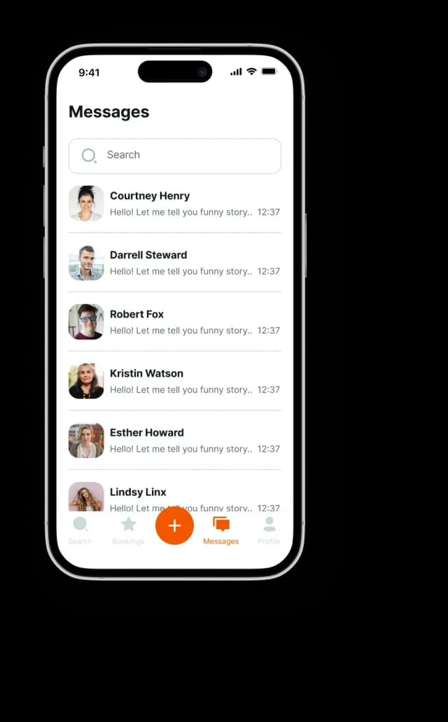 Mobile app messaging interface screen