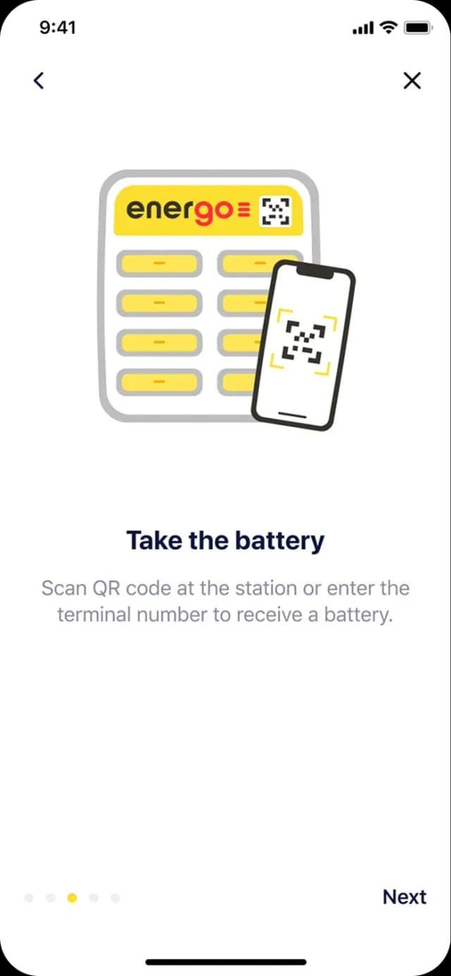 Mobile app battery retrieval screen