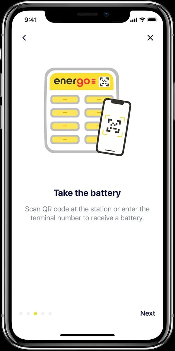 Mobile app battery retrieval screen