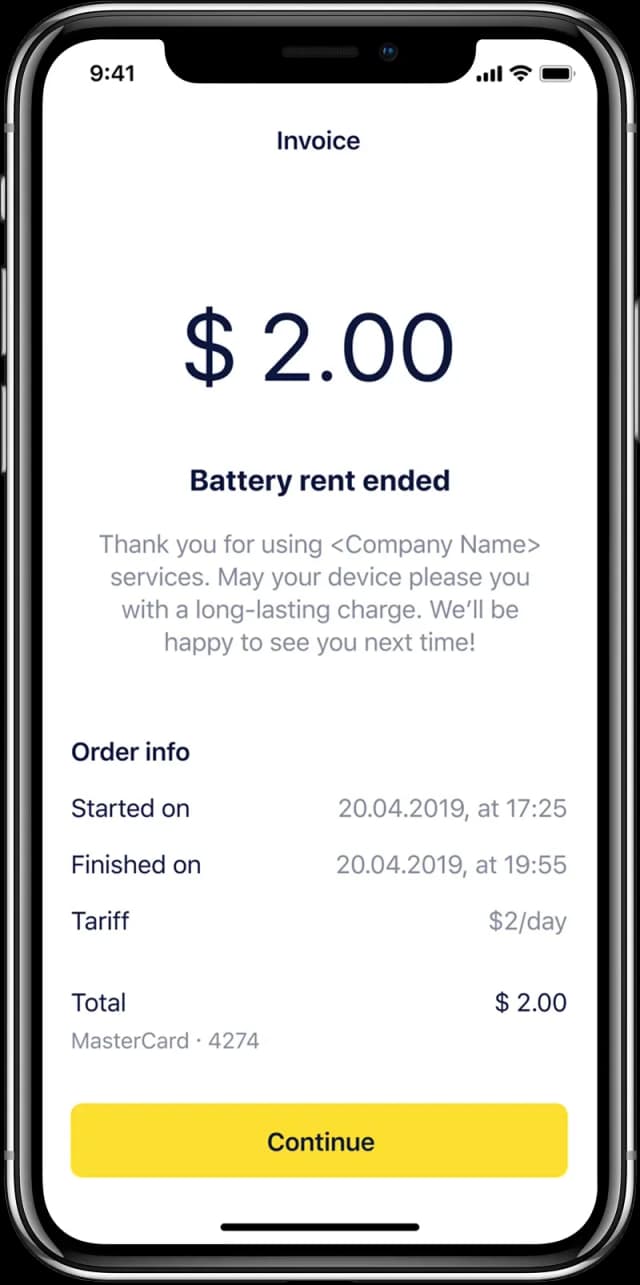 Invoice for battery rent services