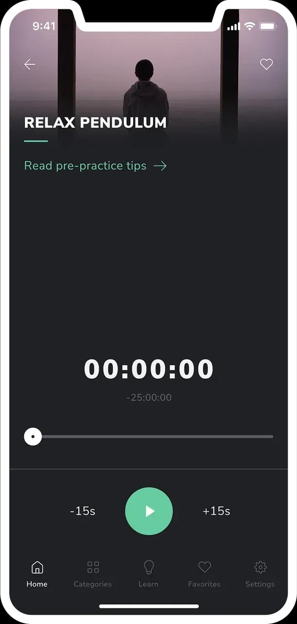 Meditation app timer screen