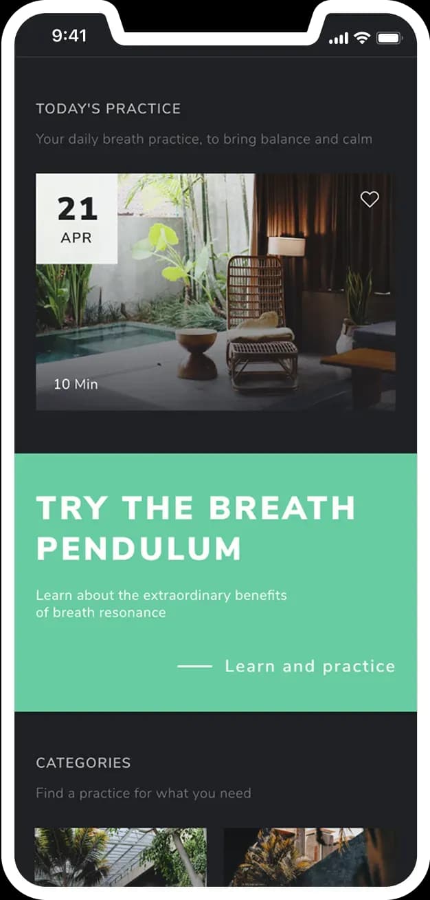 Mobile app daily practice screen