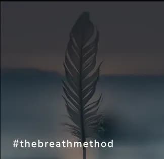 Feather with hashtag #thebreathmethod