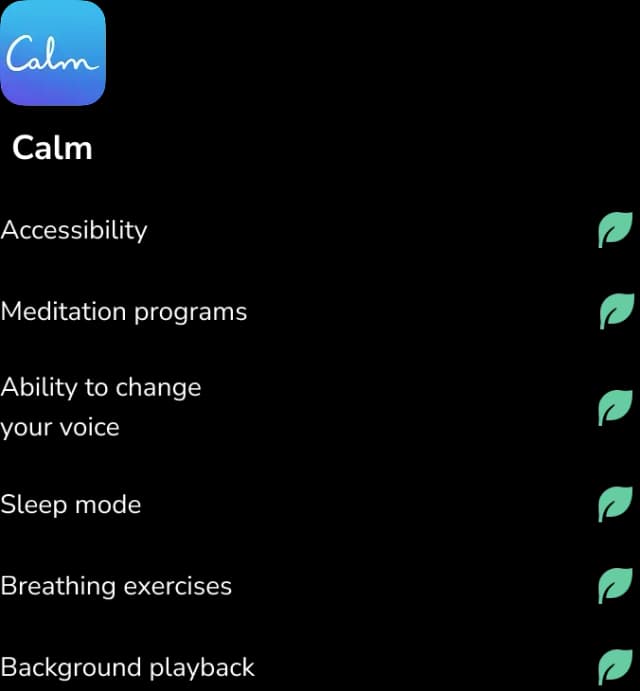 Calm app interface screenshot