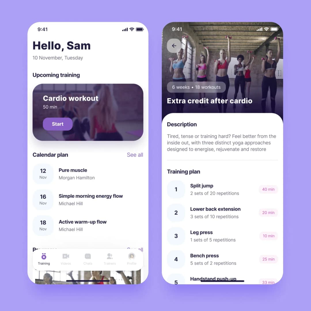 Fitness app design
