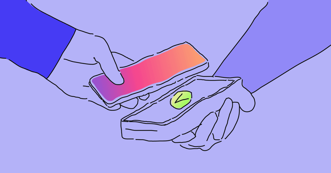 A person making contactless payments