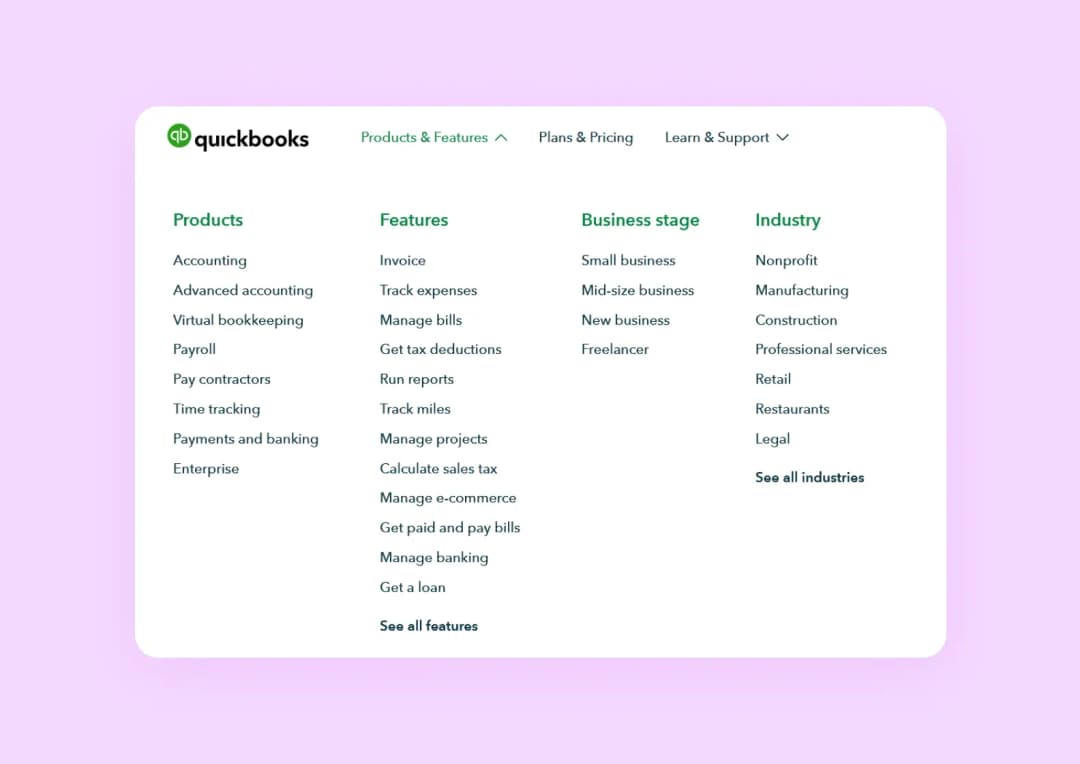 Функции ПО для бухучета QuickBooks Online