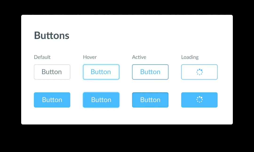 Buttons UI elements with different states