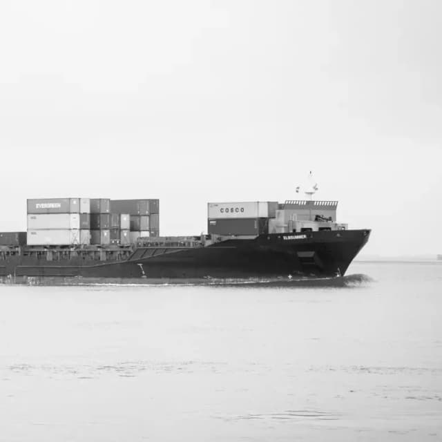 Container ship sailing in the water