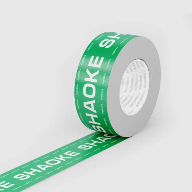 Green adhesive tape with "SHAOKE" text