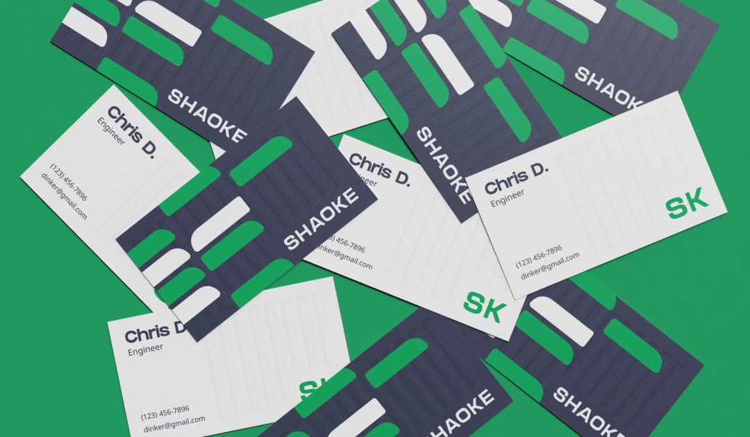 Business cards with blue and green design