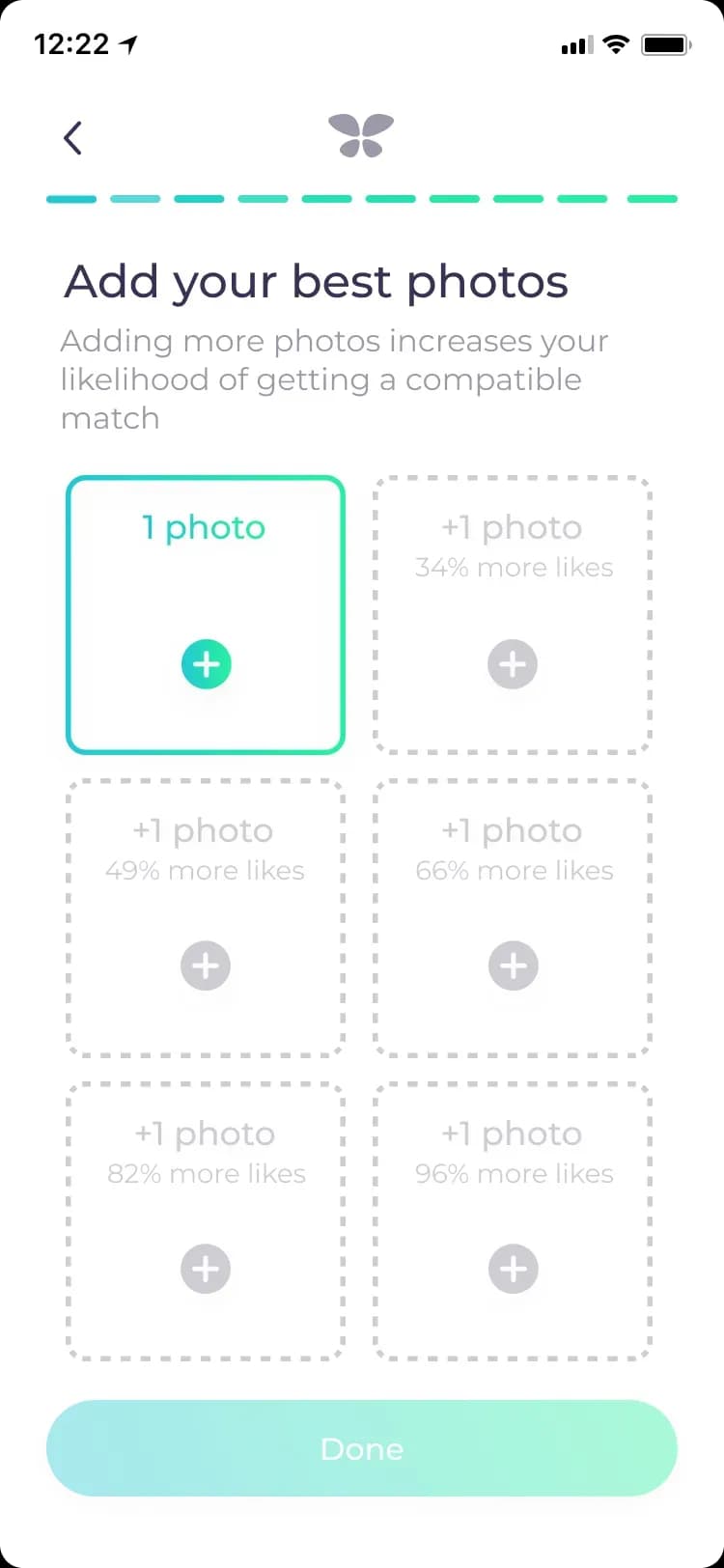 Mobile app photo upload screen