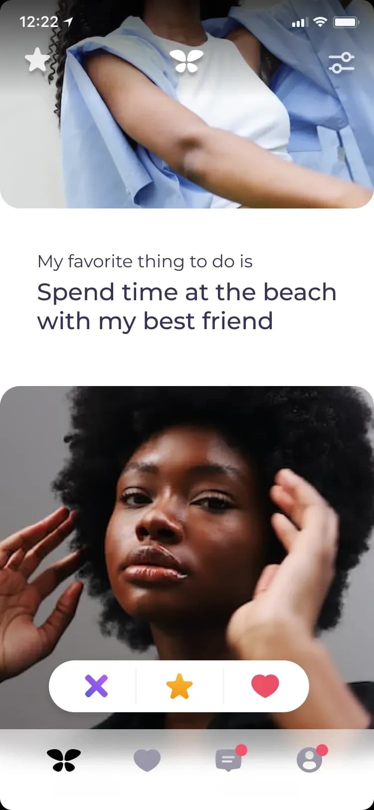 Mobile app user profile screen