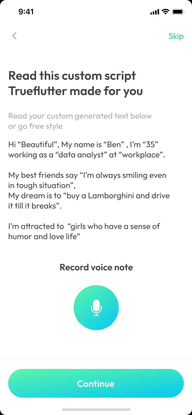 Mobile app onboarding screen