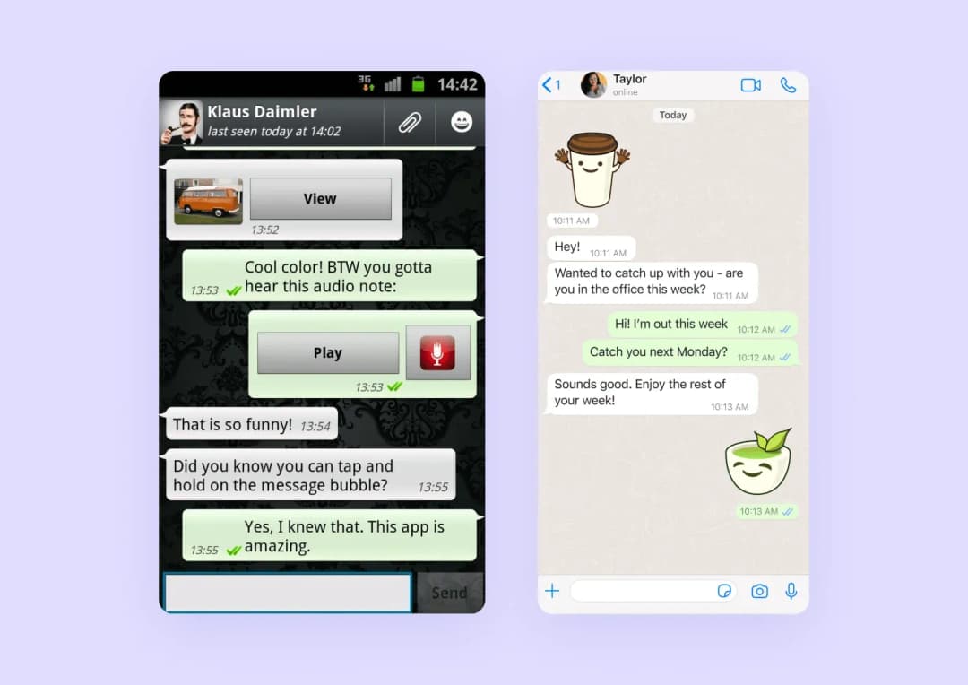 WhatsApp now and then