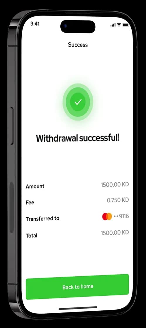 kem p2p payment app transfer screen built by purrweb