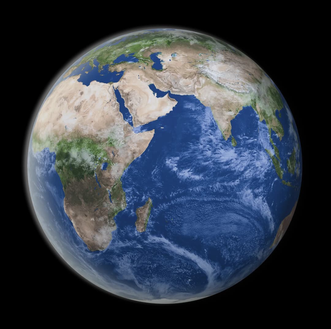 Earth globe with continents and oceans