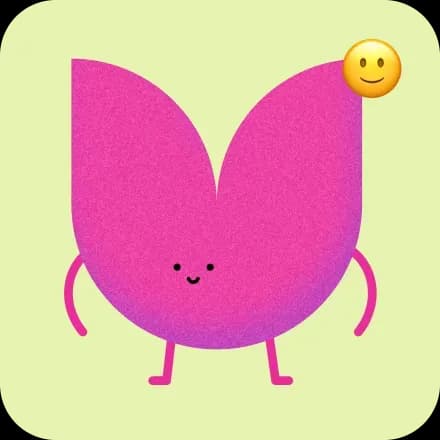 Cartoon character with smiling face and arms