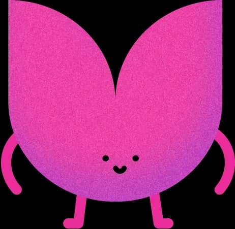 Cartoon character with pink gradient design