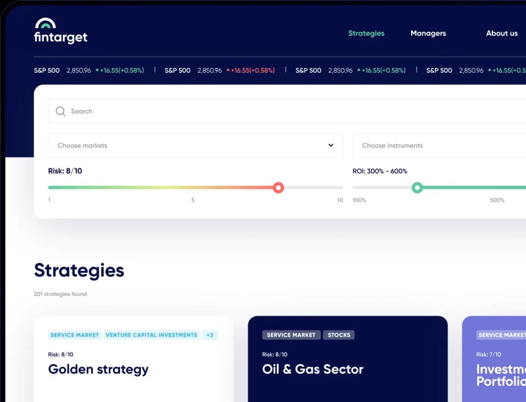 Investment strategy selection interface