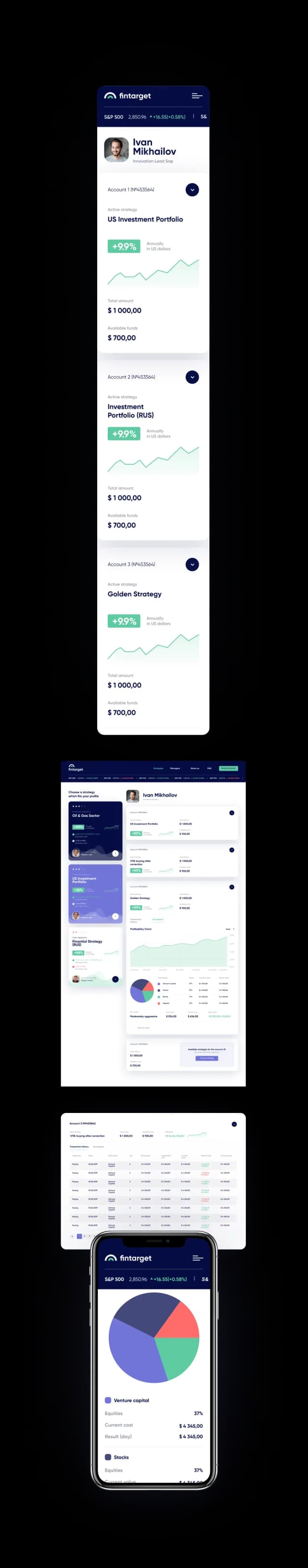 Investment portfolio overview screen
