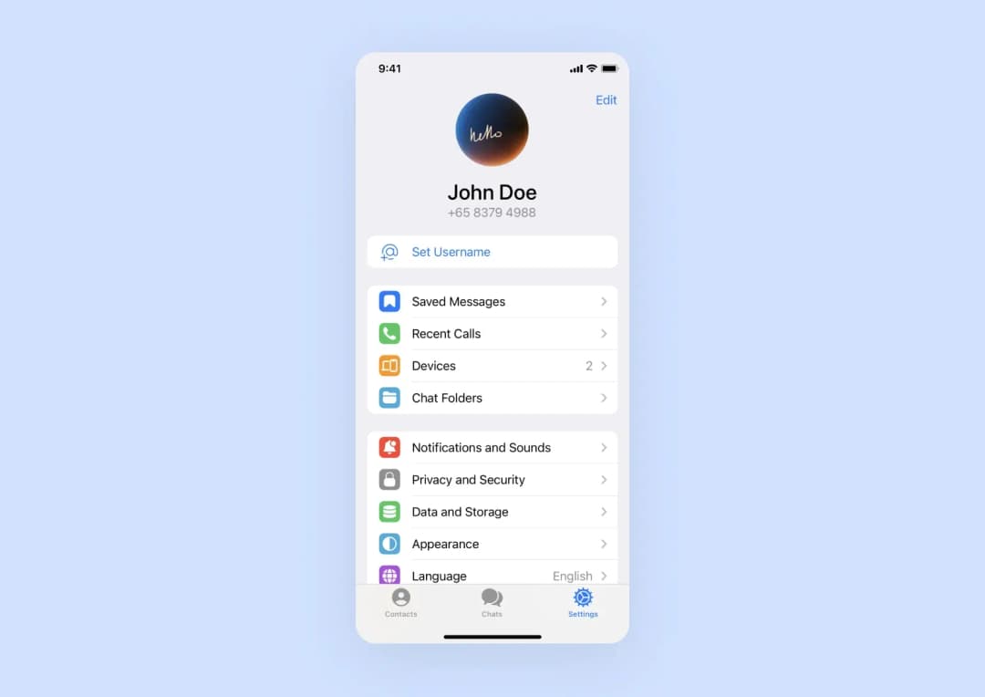 A screenshot of Telegram