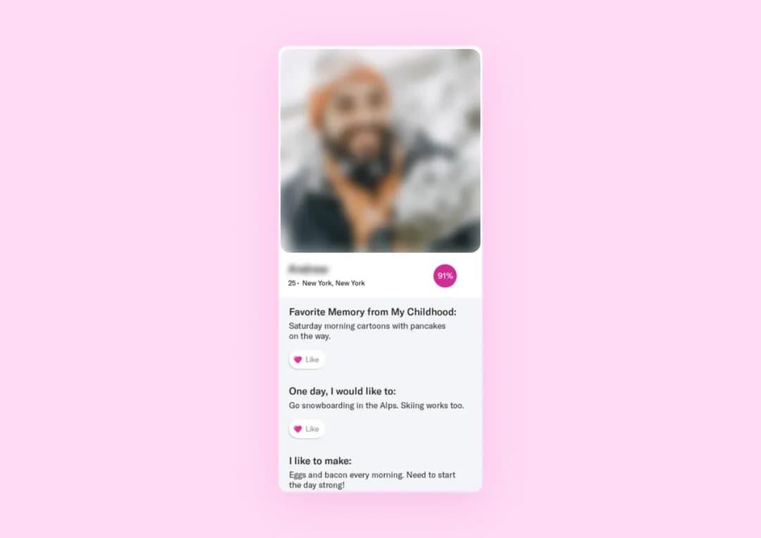 A profile on OkCupid, with some of the questions about the user