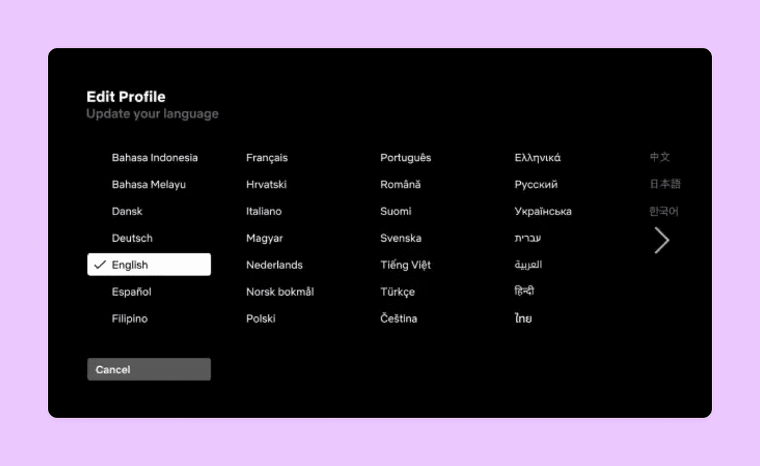 A screenshot of the Netflix TV app