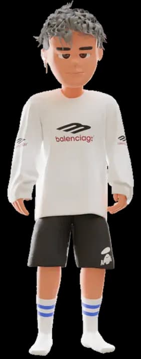 Stylized figurine in Balenciaga outfit
