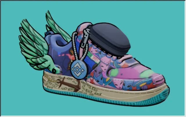Colorful sneaker with winged design