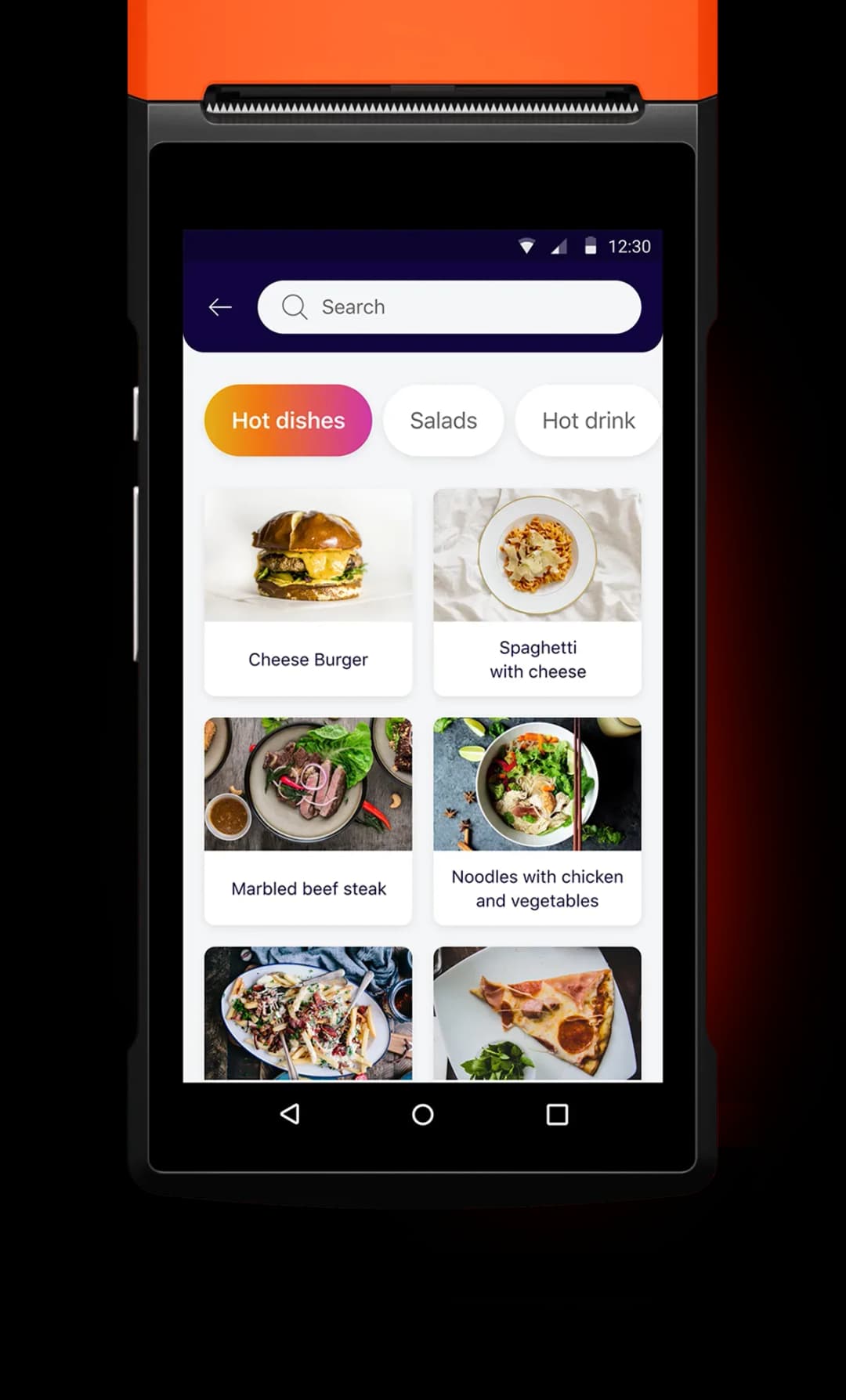 Food delivery app menu screen