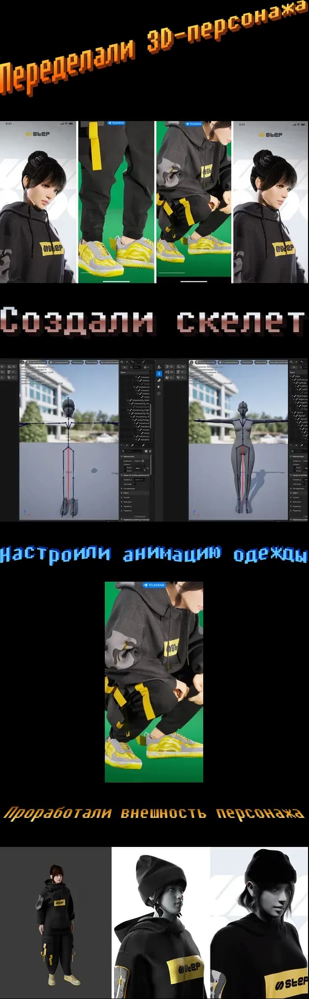 3D character modeling and animation process展示