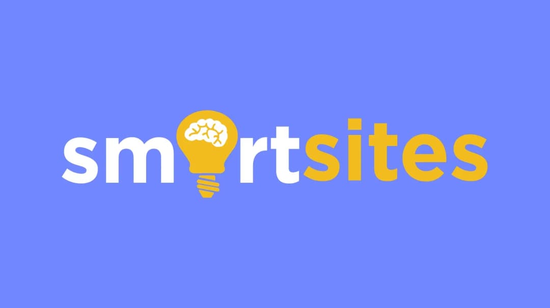 SmartSites logo with a lightbulb-and-brain icon on blue background