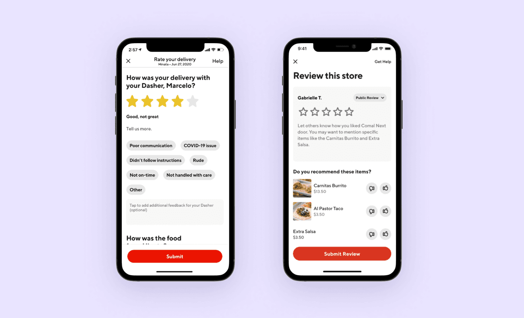 Double rating system - DoorDash