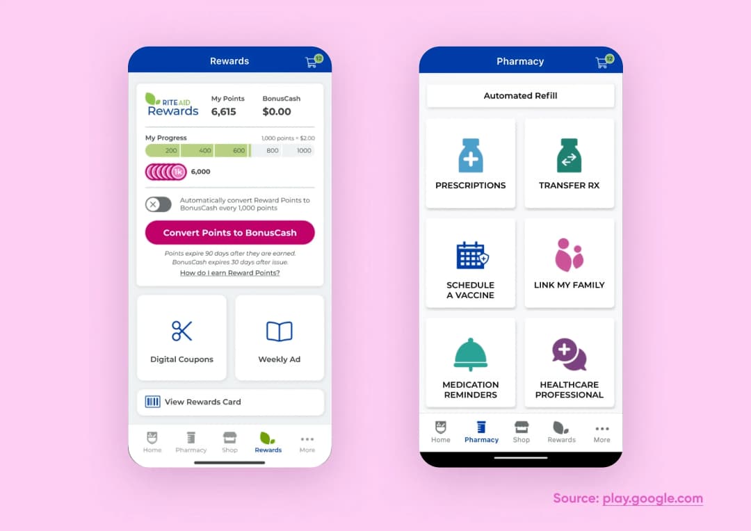 Rite Aid app interface