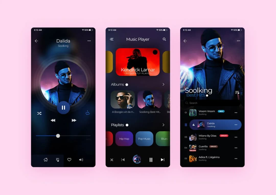 An example of a music streaming app